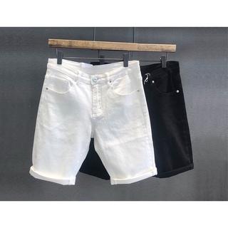 Quần body nam Quần short jean nam có giãn short jean đen trắng trơn rách