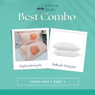 Combo vỏ gối và ruột gối đầu cotton poly,bông gòn nhiều mẫu