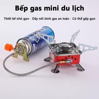 Bếp gas mini du lịch siêu nhỏ gọn có dây nối bình gas an toàn - Bếp gas du lịch dã ngoại có thể gấp gọn tiện lợi KL1