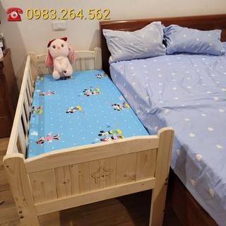 [ Tặng Đệm Xơ Dừa] Giường cho bé kích thước dài 1m5 rộng 70cm ghép cạnh giường ba mẹ chất liệu gỗ thông