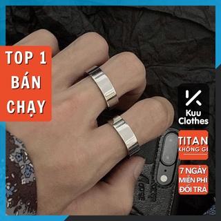 Nhẫn Nam Nữ Trơn Basic Plain Ring LỚN Kuu Clothes Màu Bạc Đẹp Cao Cấp  - Nhẫn Unisex Titan Không Gỉ - Plain Ring Lớn