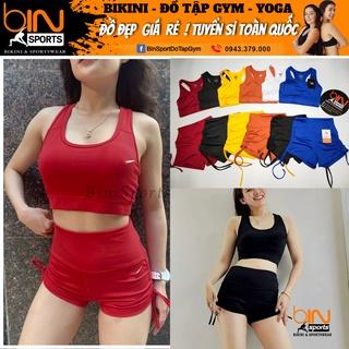 Set bộ đùi thể thao tập gym yoga nữ áo bra kèm mút quần đùi dây rút Sports BN020