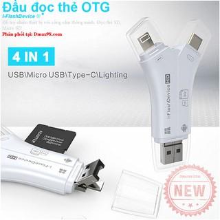 Đầu đọc thẻ nhớ máy ảnh OTG cho điện thoại, IOS 11, Laptop, usb type C