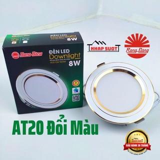 Đèn Âm Trần LED Rạng Đông AT20 Phi 90 10W & Phi 110 12W Đổi Màu Viền Vàng Viền Bạc (Bảo Hành 3 Năm)