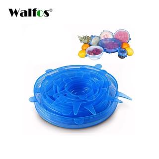 WALFOS Bộ 6 miếng đậy thực phẩm đàn hồi silicone cấp thực phẩm có thể tái sử dụng, nắp giữ tươi 5 màu