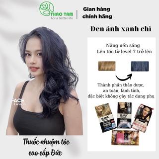 Thuốc nhuộm tóc Đen ánh xanh chì Than chì ánh xanh, Xanh dương đen khói, màu thời trang kèm oxy trợ nhuộm Thaotamstore