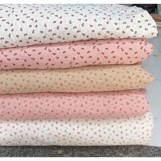 vải thô đũi cara mềm mát 100% cotton in hoa siêu xinh phù hợp may váy,áo cho mẹ bé và may khẩu trang handmade