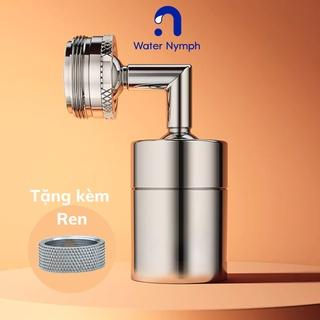 Đầu nối vòi nước xoay 720 độ, bằng đồng thau cao cấp Waternymph, tạo bọt, chống bắn, hai chế độ phun (tặng kèm ren)