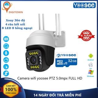 Camera wifi Camera yoosee Ptz 4 râu 14 LED ngoài trời Xoay 360 độ 5.0Mpx Full HD Siêu sắc nét - XEM ĐÊM CÓ MÀU BH 5 NĂM