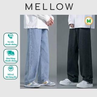 Quần jean nam nữ ống rộng ống suông Mellow, quần bò nam nữ suông ống rộng Baggy,dáng đứng vải jeans bò xanh fomt suông