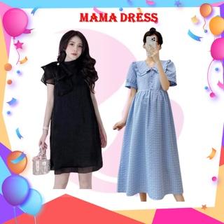 Váy bầu đẹp giá rẻ đầm bầu công sở thiết kế thời trang MAMADRESS dáng suông chất cực mát V06