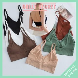 Áo lót nữ bra hai dây hở lưng chữ U len tăm cao cấp thấm hút mồ hôi kháng khuẩn DOLLY SECRET A01