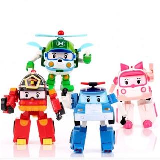 Đồ chơi hộp 4 con biệt đội Robocar Poli biến hình thành máy bay và robot ( loại to)