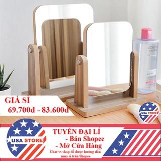 (Video Review) Combo Gương Để Bàn Khung Gỗ - Tấm Dày 1.2Cm - Soi Trang Điểm Trang Trí Phòng Ngủ