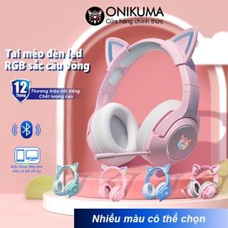 Tai nghe mèo Chụp tai chơi game ONIKUMA K9 hồng có Mic,cho PC Laptop Máy tính,Tay Headphone Bluetooth Gaming Không dây