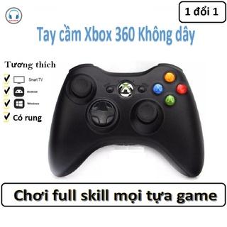 Tay Cầm Chơi Game không dây Xbox 360 Có Rung - Tay cầm không dây 2.4G cho PC, Smart TV, Laptop - Bảo hành đổi mới