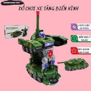 Đồ chơi trẻ em xe tăng biến hình robot tự động có đèn và nhạc