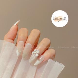 [Mã COSSALE giảm 10% đơn 150K] Móng Úp Thiết Kế Mắt Mèo Thạch Đính Nơ nb125 julynails.vn