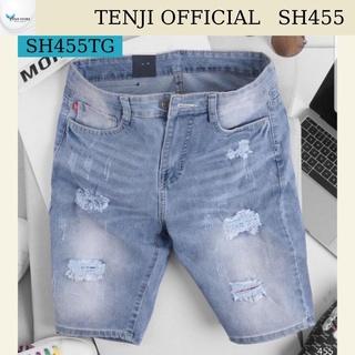 Quần short nam tenji sh455tj short jean nam xanh rách chất bò cao cấp trẻ trung phong cách tenji store 3 (44-75kg)