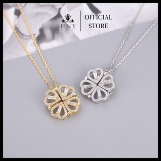 Dây chuyền bạc cỏ 4 lá may mắn phong cách nữ tính đeo được 2 kiểu HNY Jewelry DC03