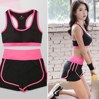 Bộ Tập Gym Nữ, Bộ Tập Thể Thao, Chạy Bộ, Cầu Lông, Tennis - Áo Bra - Quần Short Chất Dày Dặn, Co Giãn 4 Chiều Thoải Mái