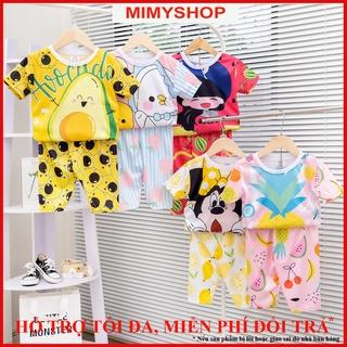 Combo 5 đồ bộ bé gái quần áo Mimykid in 3D hoạt hình và trái cây dễ thương cho bé từ 8-28kg