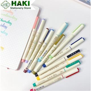 Bút brush viết calligraphy HAKI màu sắc cổ điển, bút lông vẽ trang trí sổ vở DIY B24