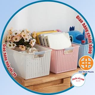 Combo 2 rổ đan mây đựng đồ đa năng size Bé (3415-1) Việt Nhật , Giỏ đan đựng quần áo, dụng cụ nhà bếp thiết kế hiện đại