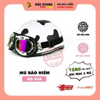 [Mã ALLSKAM2311M giảm 15% đơn 299K] Mũ bảo hiểm nửa đầu 1/2 Bò sữa Sóc Store nhiều màu kèm kính phi công, kính UV