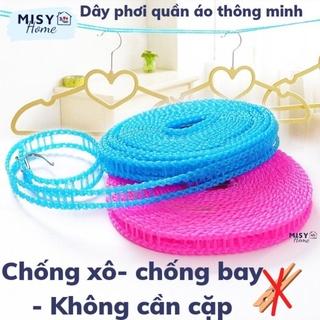 Dây phơi quần áo thông minh 5m  phơi đồ chống xô không cần cặp bằng cước Misy home