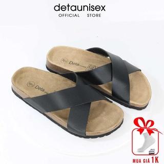 Dép Birken Đế Trấu Unisex Quai Chéo Nam Nữ Chữ X DETAUNISEX - DETA23