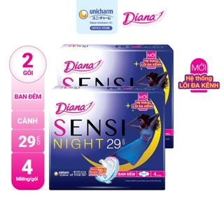 [Nhập UNNITE17 đơn từ 99K] Bộ 2 gói băng vệ sinh Diana Sensi Night ban đêm 29cm 4 miếng/gói