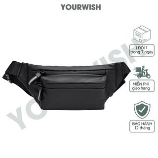 Túi Đeo Chéo Nam Nữ Unisex Thời Trang Chống Nước Vải Đen Yourwish TD23 Túi Bao Tử Trượt Nước Đeo Hông Lưng Bụng Basic