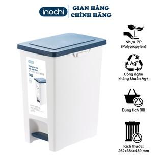 Thùng Rác -Nhựa Đạp Chân Nắp Đậy Chữ Nhật HIRO INOCHI 30 Lít Làm Sọt Rác Văn Phòng , Gia Đình TRAC30