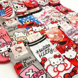 Tất cotton cổ ngắn họa tiết hoạt hình hello kitty/ sesame street/ elmo xinh xắn cho nữ