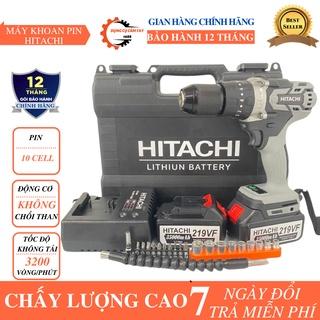 Máy khoan pin hitachi 219VF không chổi than - Khoan pin không chổi than hitachi 2 pin tặng kèm bộ phụ kiện 22 chi tiết.