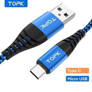 TOPK Dây Cáp Sạc Nhanh AN24 3A Micro USB Type C Cho Điện Thoại Thông Minh