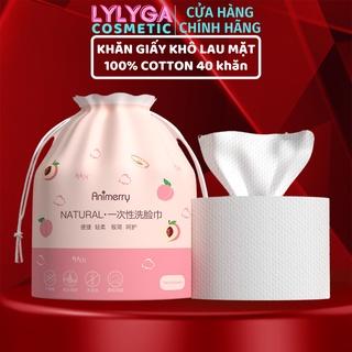 Khăn giấy lau mặt ANIMERRY 40 cái 100% COTTON tự nhiên  Khăn khô dùng 1 lần lau mặt tẩy trang mềm mại DC06