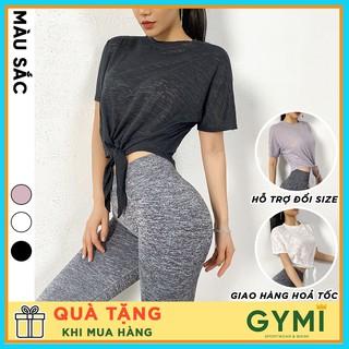 Áo tanktop tập gym yoga nữ GYMI AT03 dáng rộng ngắn tay chất lụa thoáng mền mịn thể thao rumba