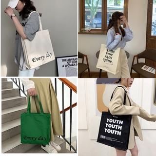 Túi tote đeo vai vải canvas mộc cao cấp Túi vải khổ vuông có khóa kéo và túi phụ đi học đi chơi giá rẻ