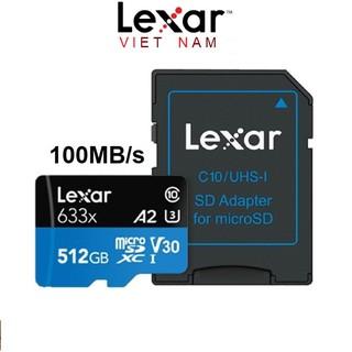 Thẻ nhớ 512GB Lexar 633x micro SDXC UHS-l V30 -100MB/s / Tặng kèm áo thẻ