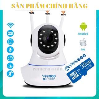 camera chính hãng yoosee 3 râu 2.0 mpx+thẻ nhớ 32gb (kết nối wifi không cổng mạng lan)