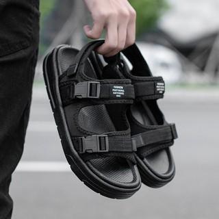 Sandal nữ nam 2 quai ngang Sport khóa bấm cao cấp đen - dép quai hậu học sinh mới về