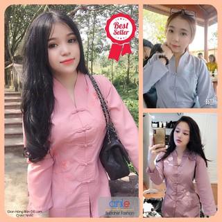 Bộ đồ lam đi chùa Bộ Bà Lai Cổ Tim Thêu sen Vải Kate Cotton Mịn Thấm hút Không nhăn [Nhiều màu] BBLT2AN - Anle Store