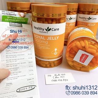 Viên uống sữa ong chúa healthy care royal jelly 1000mg lọ 365 viên úc, giúp đẹp da làm chậm lão hóa