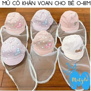 Mũ cho bé sơ sinh đẹp có khăn voan che mặt nón chống dịch chống bụi cho trẻ đi tiêm phòng an toàn SS02