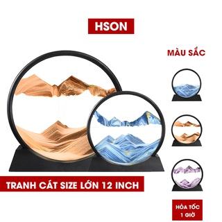 Tranh cát chảy SIZE LỚN 12 INCH, tranh đồng hồ cát thủy tinh nghệ thuật trang trí để bàn làm việc làm quà tặng cao cấp