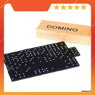 Bộ Đồ Chơi Cờ Domino Đen Có Hộp Gỗ Đựng Cờ Tiện Dụng -SGT-