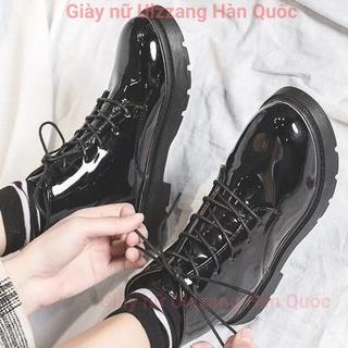 Giày bốt cổ cao Martin Gót Vuông đen nhám, đen bóng boots phong ulzzang  Cách Hàn Quốc Cho Nữ