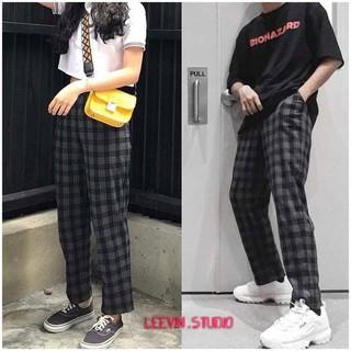 Quần Baggy Nam Nữ Kẻ Caro PLAID Ống Suông Unisex - Kiểu quần ống rộng suông vải Plaid kẻ caro Leevin Store